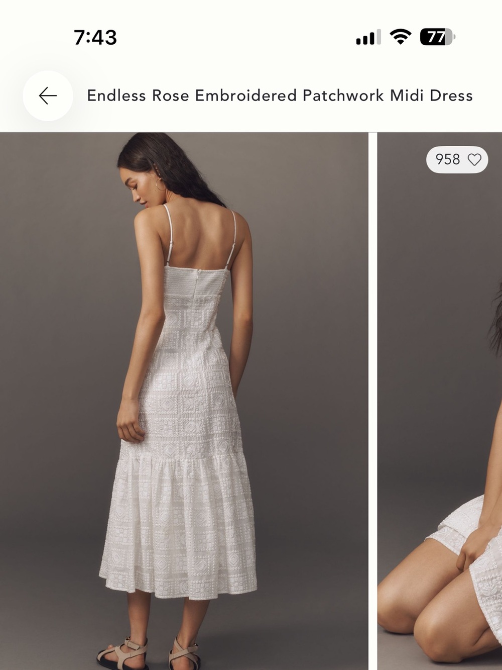 Endless Rose White Embroidered Patchwork Midi Dress
